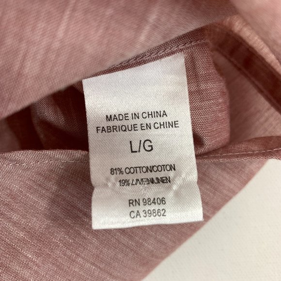 Theory Mens Large Heather Red Button Down Shirt Long Sleeve 2 Front Pockets - Picture 6 of 12